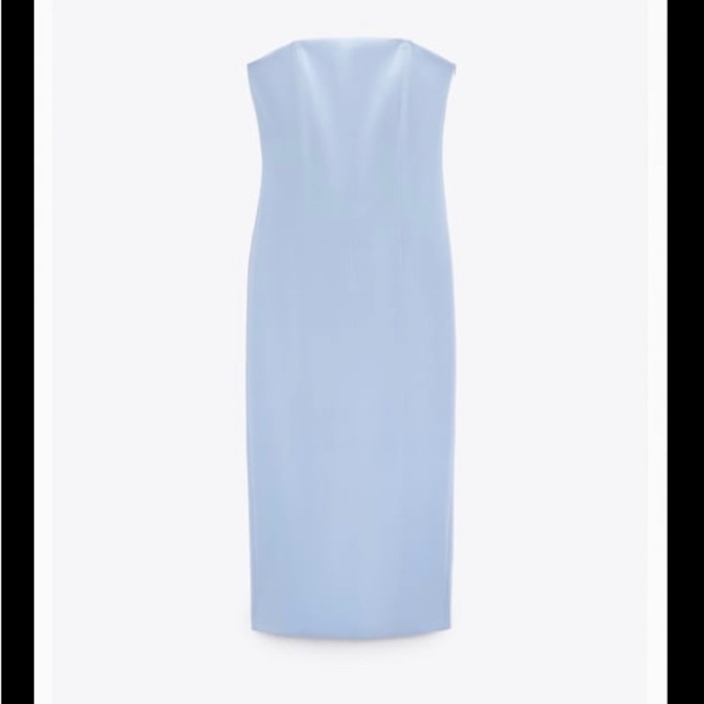 MIDI light blue strapless dress